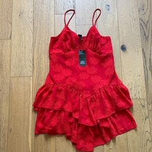 Red Lace Ruffle Dress